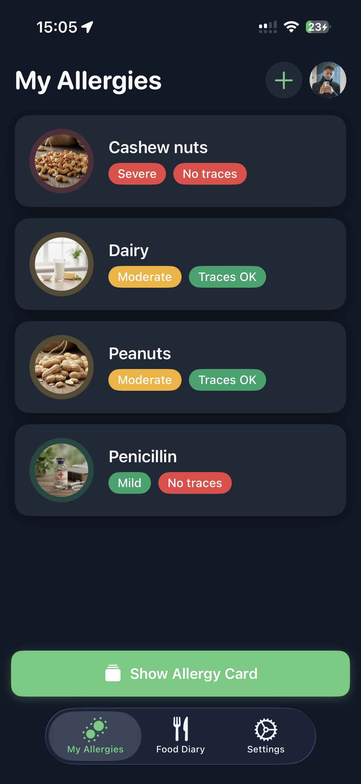 Allergen App Screenshot 1